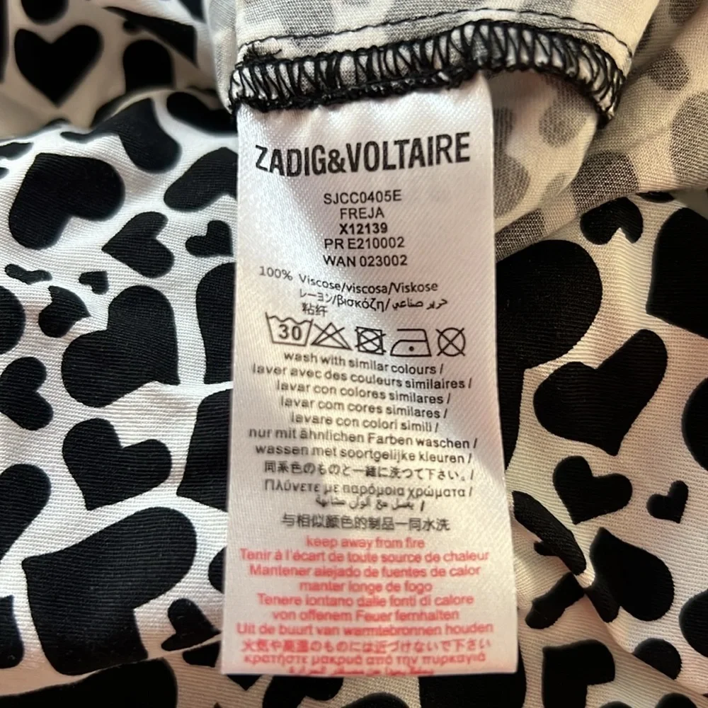 Zadig & Voltaire Freja Dress Heart Print Black White Tunic Girls NWOT